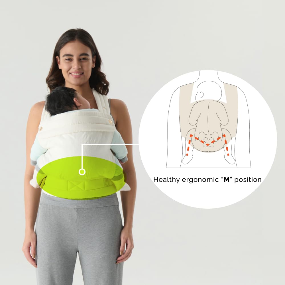 NEST BLANCHE Baby Carrier – Soft Cotton Linen Blend with Magnolia Jacquard Design, Adjustable and Ergonomic for Newborns and Toddlers (Daisy)