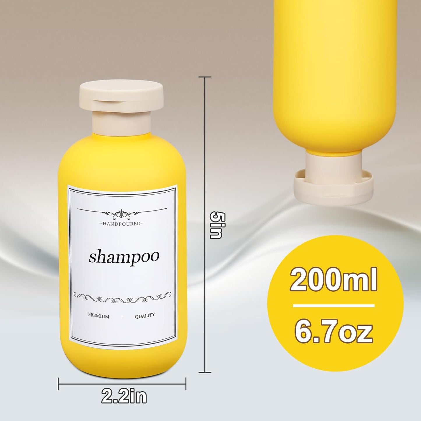 ASEVAT 6.7oz Leak Proof Travel Bottle with Flip Cap, Shampoo and Conditioner Bottle Set, Refillable Containers for Lotion, Cream Shampoo