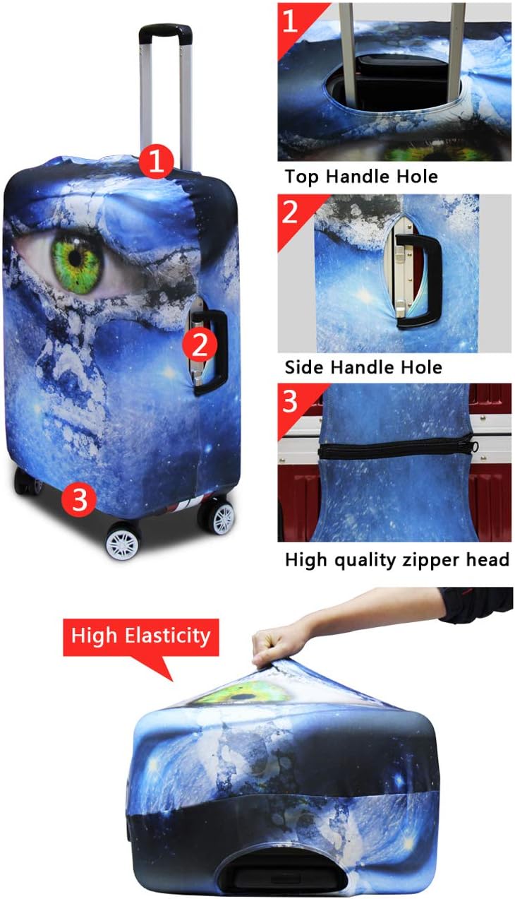 Dragon Suitcase Cover for Luggage Elastic Spandex Luggage Covers Protector Scratch Resistant Travel Baggage Case with Invisible Zip Fits 18-32 Inch Cherry Blossom Suitcase Decorate