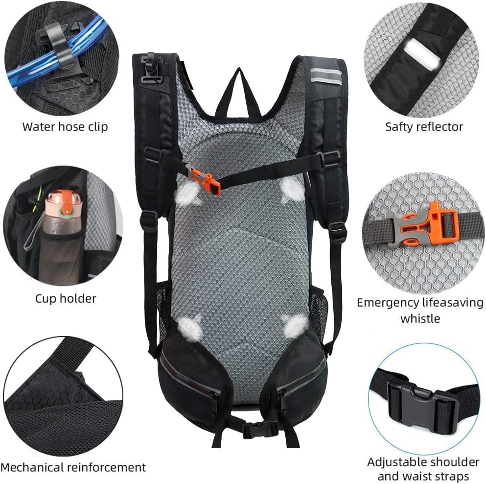 Hiking Daypack Waterproof Biking Backpack 15L Lightweight Durable Backpack for Ski Snowboarding Running MTB Cycling