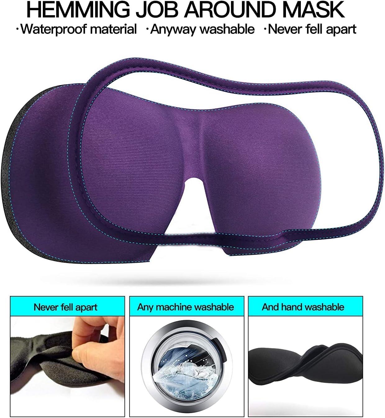 3D Eye mask for Sleeping,Machine Washable, Sleep Mask for Women, Blinder Blindfold Airplane(Black+Gray)