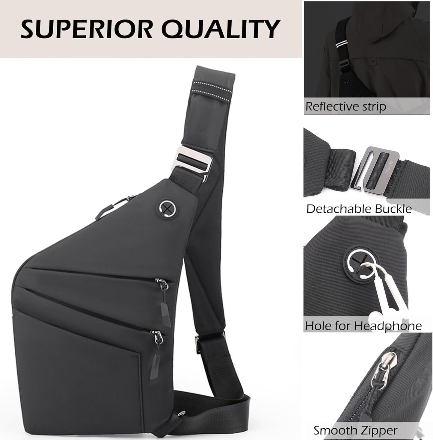 Anti Theft Crossbody Bags for Women Men, Multi-Pocket Shoulder Bag, Slim Sling Bags with 2 RFID Blocking Card