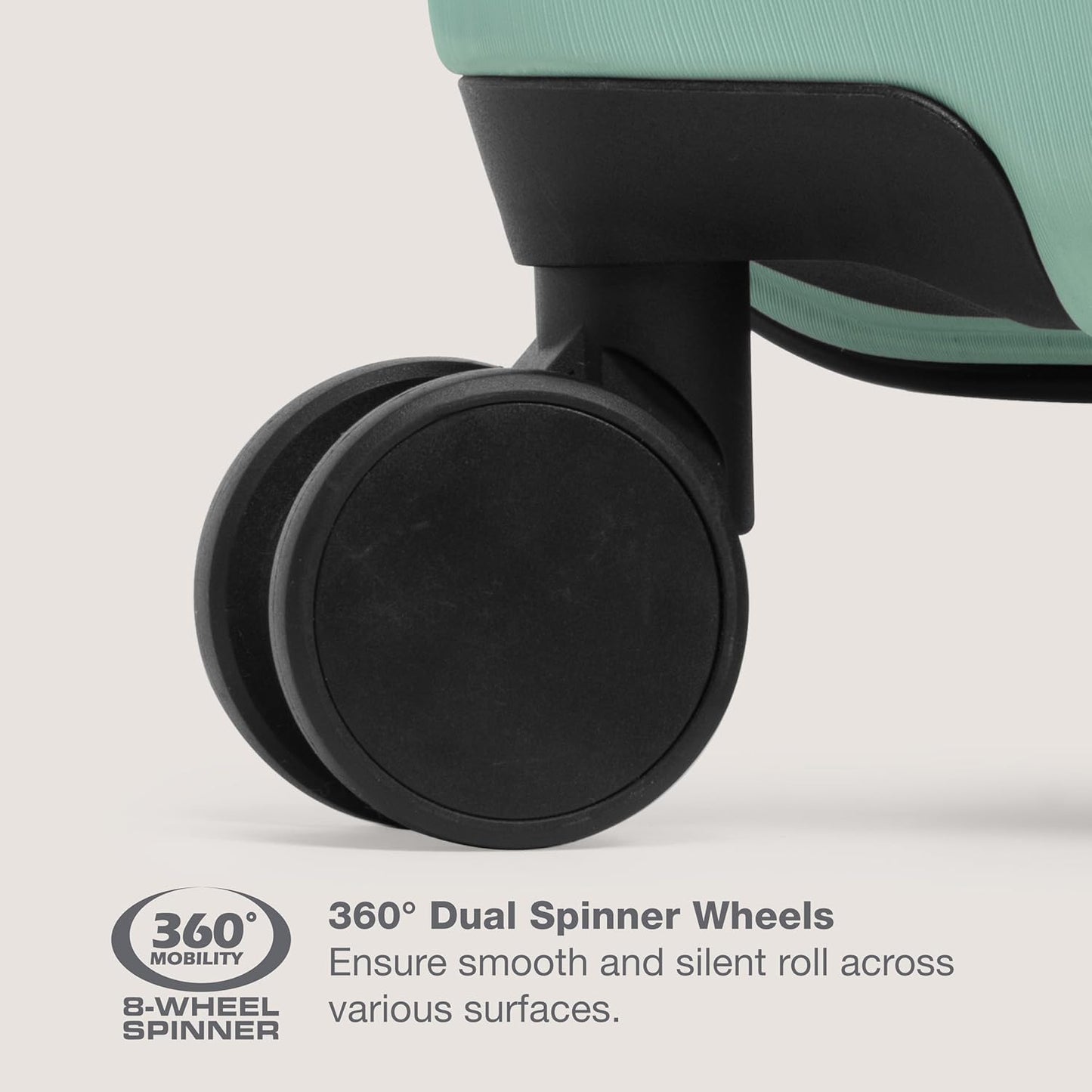 U.S. Traveler Boren Polycarbonate Hardside Rugged Travel Suitcase Luggage with 8 Spinner Wheels, Aluminum Handle, Mint, 2-Piece Set, USB Port in Carry-On