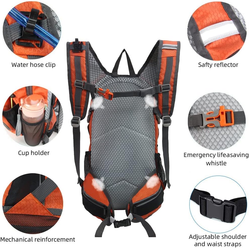 Hiking Daypack Waterproof Biking Backpack 15L Lightweight Durable Backpack for Ski Snowboarding Running MTB Cycling