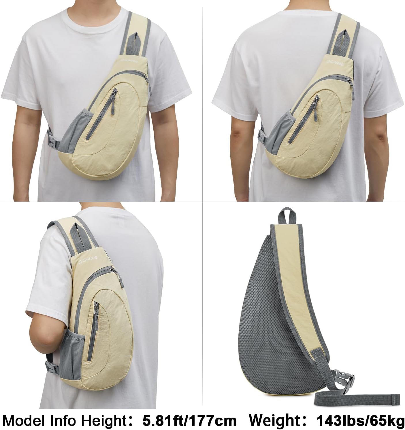 G4Free Sling Bag for Men Women, Small Crossbody Backpack Lightweight Chest Shoulder Bags for Travel, Outdoor and Sports (Yellow)