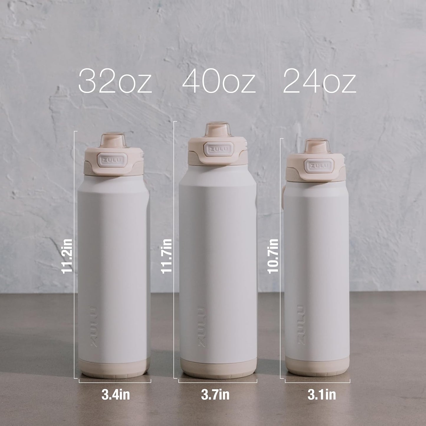 ZULU Powerfill Pro 32oz Stainless Steel Water Bottle with Quick Fill Lid, Triple Walled Vacuum Insulated Metal, Leak Proof Locking Lid, Sip and Chug, Reusable BPA Free, White