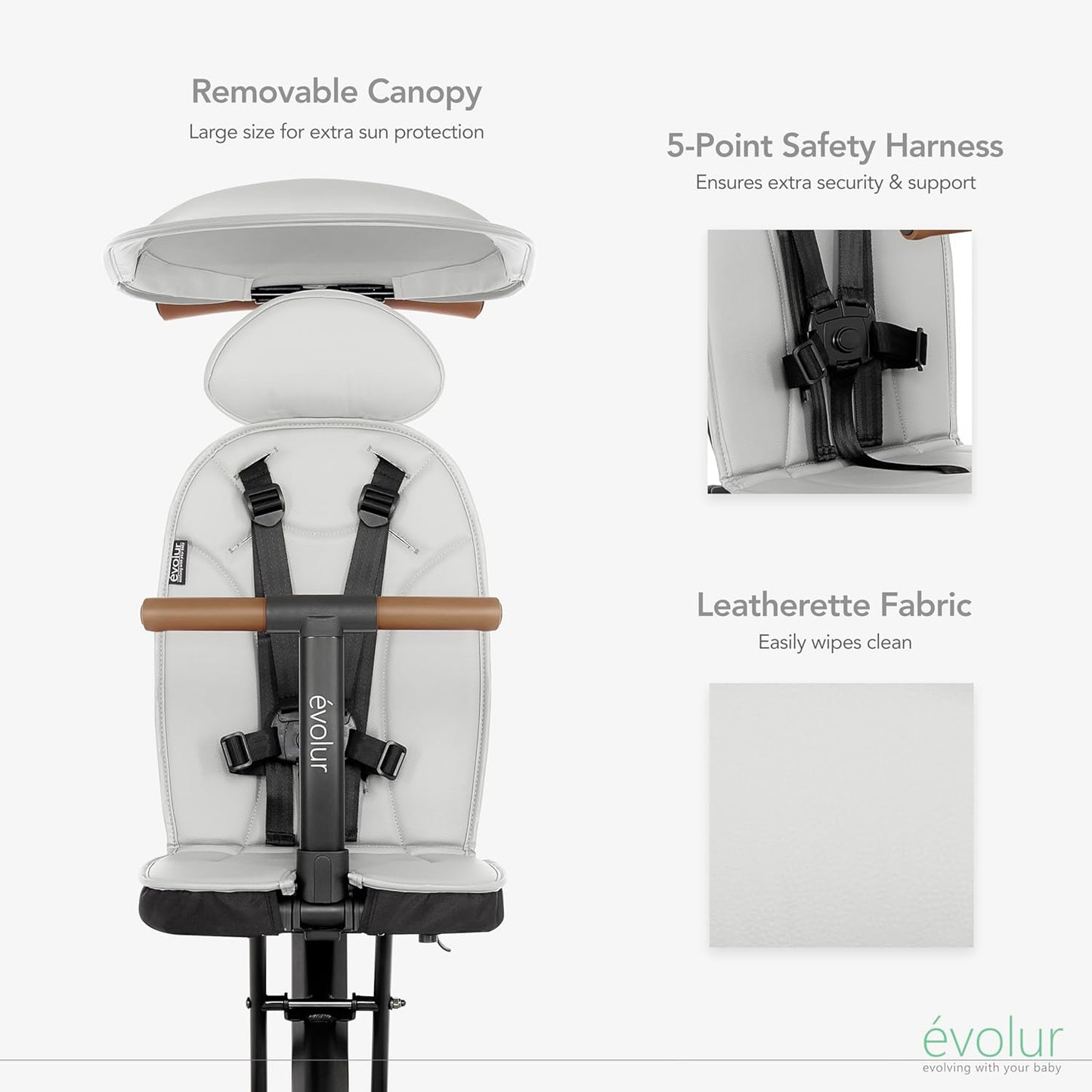 Evolur Cruise Rider Stroller with Canopy, Lightweight Umbrella Stroller with Compact Fold, Easy to Carry Travel Stroller - Koala Gray