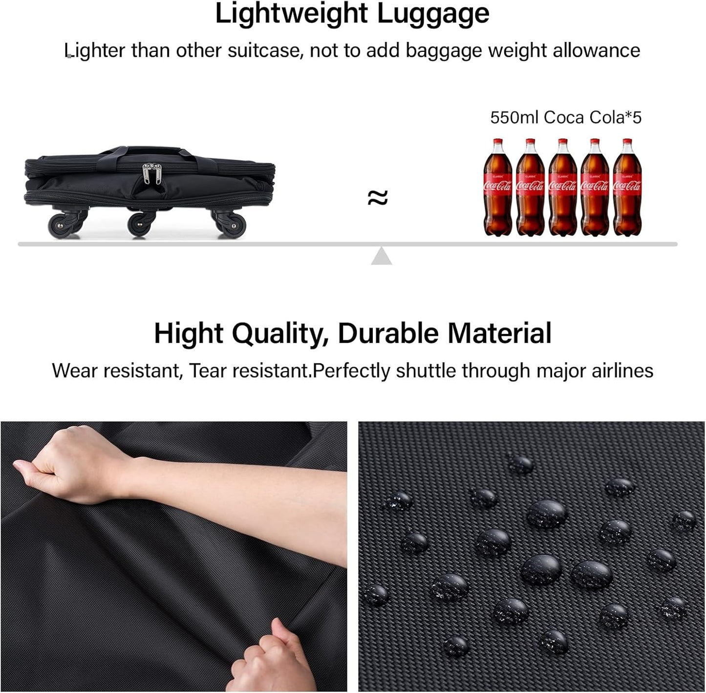 Hanke Expandable Collapsible Luggage with Wheels Suitcase Luggage Rolling Travel Bag Duffel Bag for Men Women Lightweight Suitcase Large Capacity Luggage with Spinner Wheel (Black)