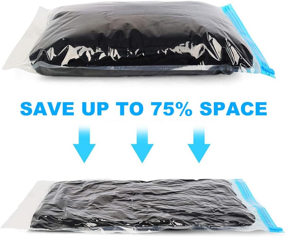 Compression Bags - Travel Essentials 12 Pack Space Saver No Vacuum or Pump Needed Storage Accessorie and Home Packing Organizers (transparent)