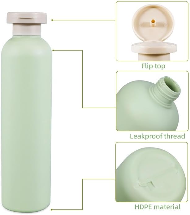 8.8oz Squeeze Bottles with Flip Cap, Refillable Plastic Travel Bottles for Creams, Lotion, Shampoo, Conditioner (2 Pcs)