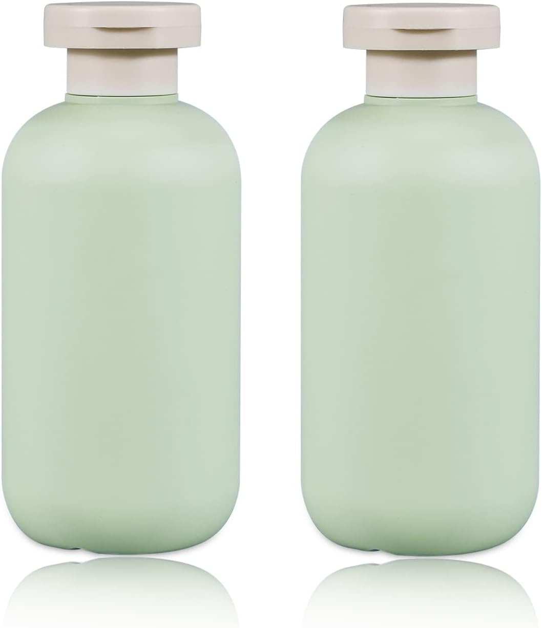10oz Squeeze Bottles with Flip Cap, Refillable Plastic Travel Bottles for Creams, Lotion, Shampoo, Conditioner (2 Pcs)