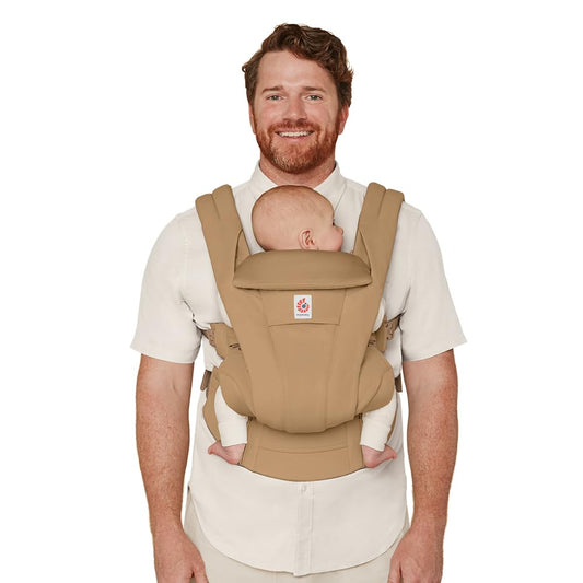 Ergobaby Omni Deluxe Baby Carrier Newborn to Toddler - Breathable Baby Carriers for Summer - All-Position Carrier with Enhanced Lumbar Support & Airflow (7-45 Pounds), Cotton, Camel