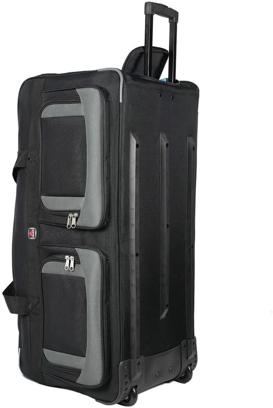 36" Rolling Duffle Bag with Wheels and Handle - Multiple Compartments/Compression Straps With Buckles