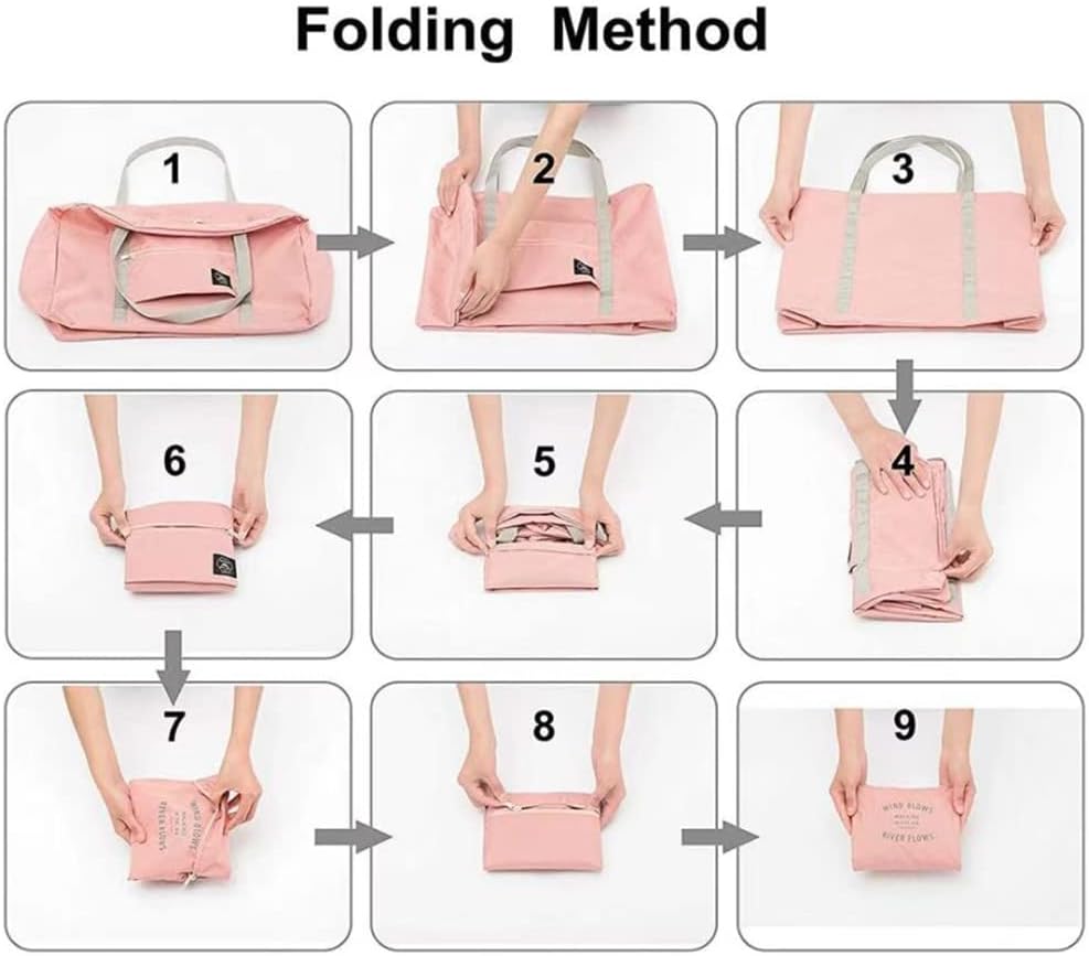 Foldable Travel Duffel Bag (2 Pack), For Spirit Airlines, Weekender Overnight Bag, Tote Carry on Luggage Sport Duffle Weekender Overnight for Women and Girls (Pink Blue)