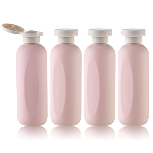6.7oz Travel Shampoo Bottle, Empty Plastic Squeeze Bottles with Flip Cap, 4PCS Lotion Container for Toiletries (200ml, Pink)