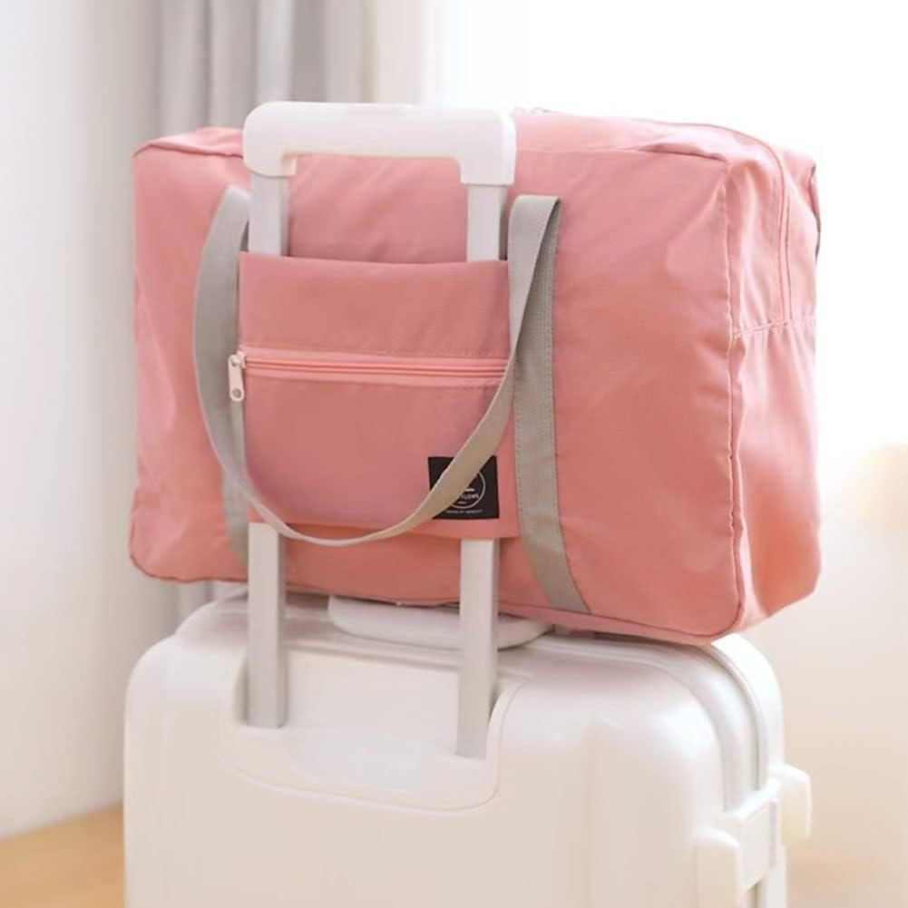 Foldable Travel Duffel Bag (2 Pack), For Spirit Airlines, Weekender Overnight Bag, Tote Carry on Luggage Sport Duffle Weekender Overnight for Women and Girls (Pink Blue)