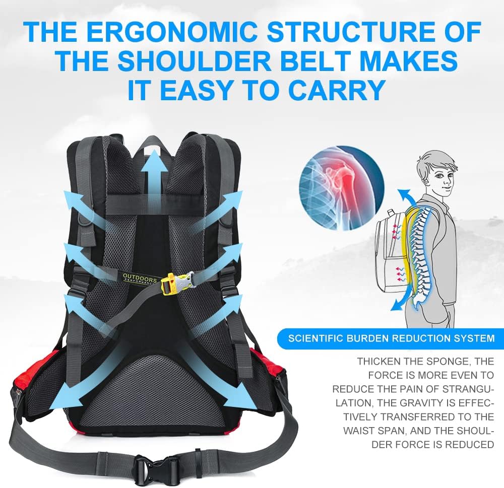 INOXTO lightweight Hiking Backpack 35L/40L Hiking Daypack with Waterproof Rain Cover for Travel Camping Outdoor Men and Women