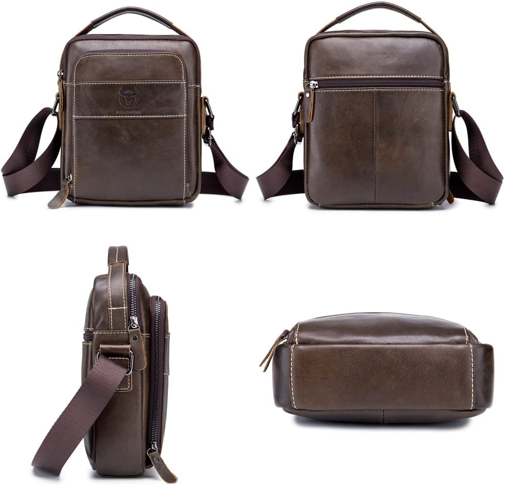 KPYWZER Genuine Leather Shoulder Bag Small Men Messenger Pack Handbag Sling Crossbody Bag Man Purse for Business