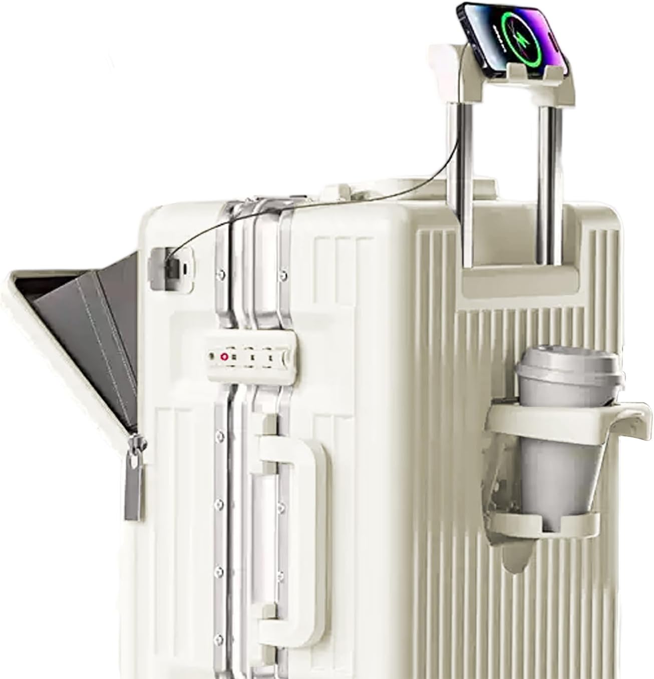 Zipperless Luggage, Polycarbonate Aluminum Hard Shell, Expandable Carry-On Suitcase with Spinner Wheels, Hard Shell Suitcase, 26 Inch Cabin