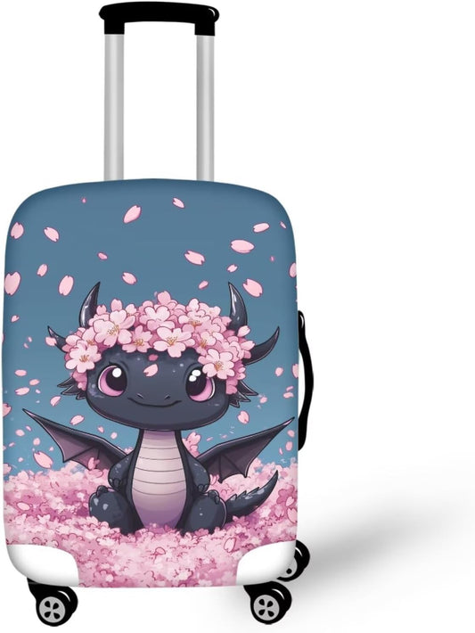 Dragon Suitcase Cover for Luggage Elastic Spandex Luggage Covers Protector Scratch Resistant Travel Baggage Case with Invisible Zip Fits 18-32 Inch Cherry Blossom Suitcase Decorate
