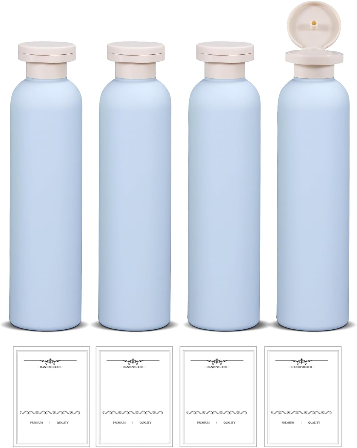 ASEVAT 8.8oz 4pack Refillable Travel Shampoo and Conditioner Bottles, Travel Size containers, Travel Bottle for toiletries, Squeeze Bottles with Flip Cap, Empty Plastic Leak Proof Travel Bottles