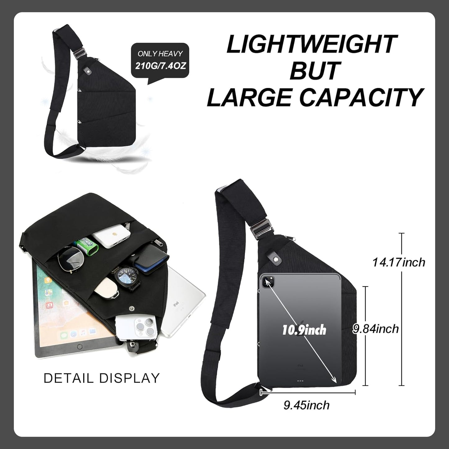 Anti Theft Crossbody Travel Bags for Women Men Cross Body Slim Sling Handbags with S Hook Antitheft