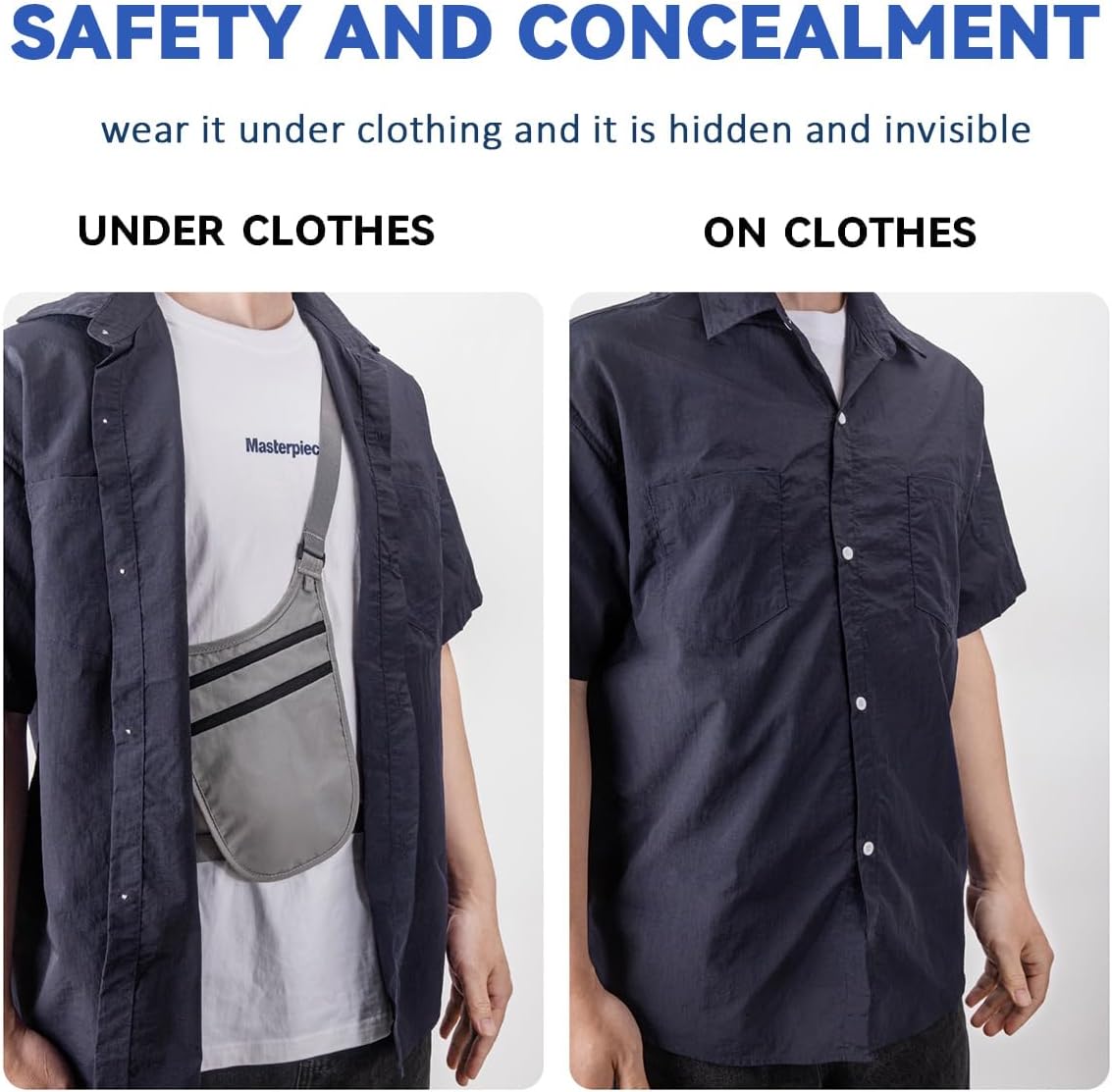 Crossbody Money Belt for Travel Women & Men Hidden, Travel Wallet Pouch - Slim Passport Holde, RFID Blocking Neck Wallet Under Clothes to Protect Cash, Credit Cards and Documents (KHAKI)