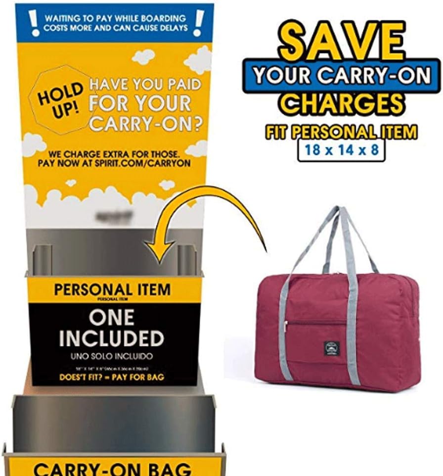 Foldable Travel Duffel Bag (2 Pack), For Spirit Airlines, Weekender Overnight Bag, Tote Carry on Luggage Sport Duffle Weekender Overnight for Women and Girls (2Pack-Red Black)