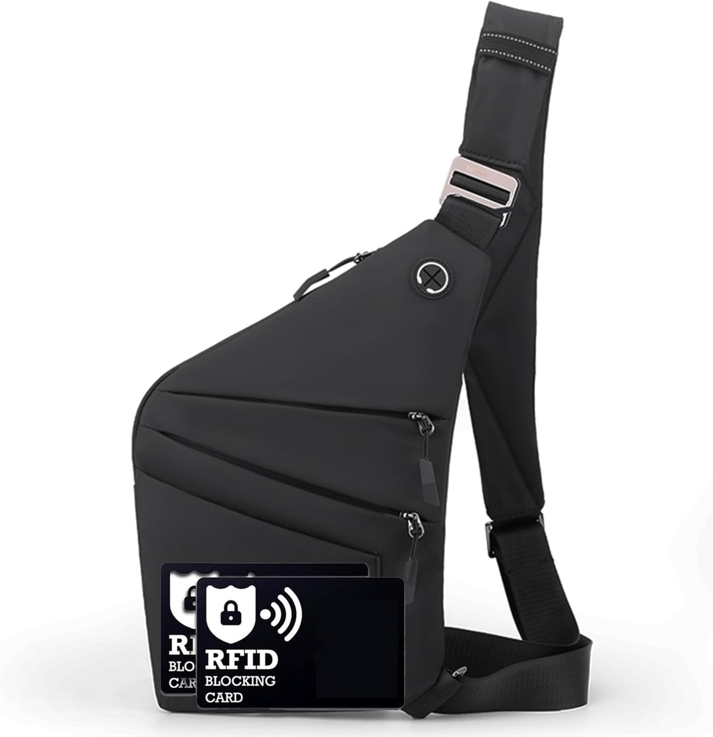 Anti Theft Crossbody Bags for Women Men, Multi-Pocket Shoulder Bag, Slim Sling Bags with 2 RFID Blocking Card