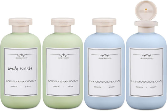 ASEVAT 6.7oz 4Pcs Refillable Travel Shampoo & Conditioner Bottles With Flip Cap