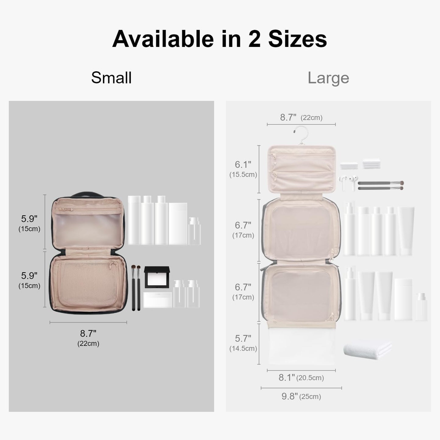 LEVEL8 Travel Toiletry Bag for Men Women, Water Repellent Shaving Bag for Toiletries Accessories, Storage Bags with Divider and Handle, Small/Black