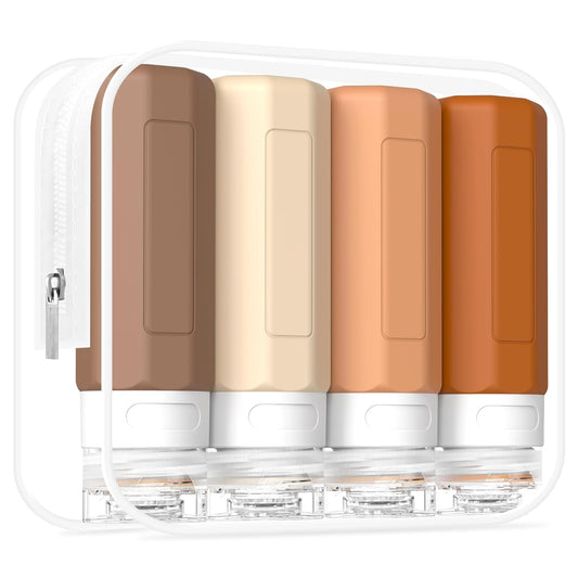 Redfly Travel Bottles for Toiletries, 3oz Tsa Approved Travel Size Containers, BPA Free Leak Proof Squeezable Containers for Toiletries, Silicone Refillable Essentials for Shampoo Conditioner Apricot