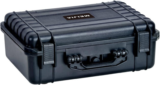 MEIJIA All Weather Portable IP67 Waterproof Protective Case, Hard Camera Case with customizable foam, Perfectly Protection of Camera, Drones,Pistols,Lens,Equipments,Black,18.5 x14.06x6.93inches