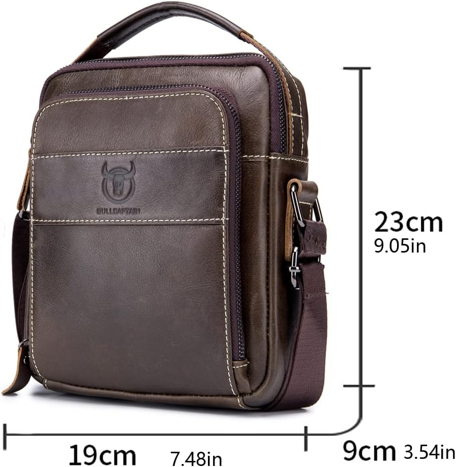 KPYWZER Genuine Leather Shoulder Bag Small Men Messenger Pack Handbag Sling Crossbody Bag Man Purse for Business