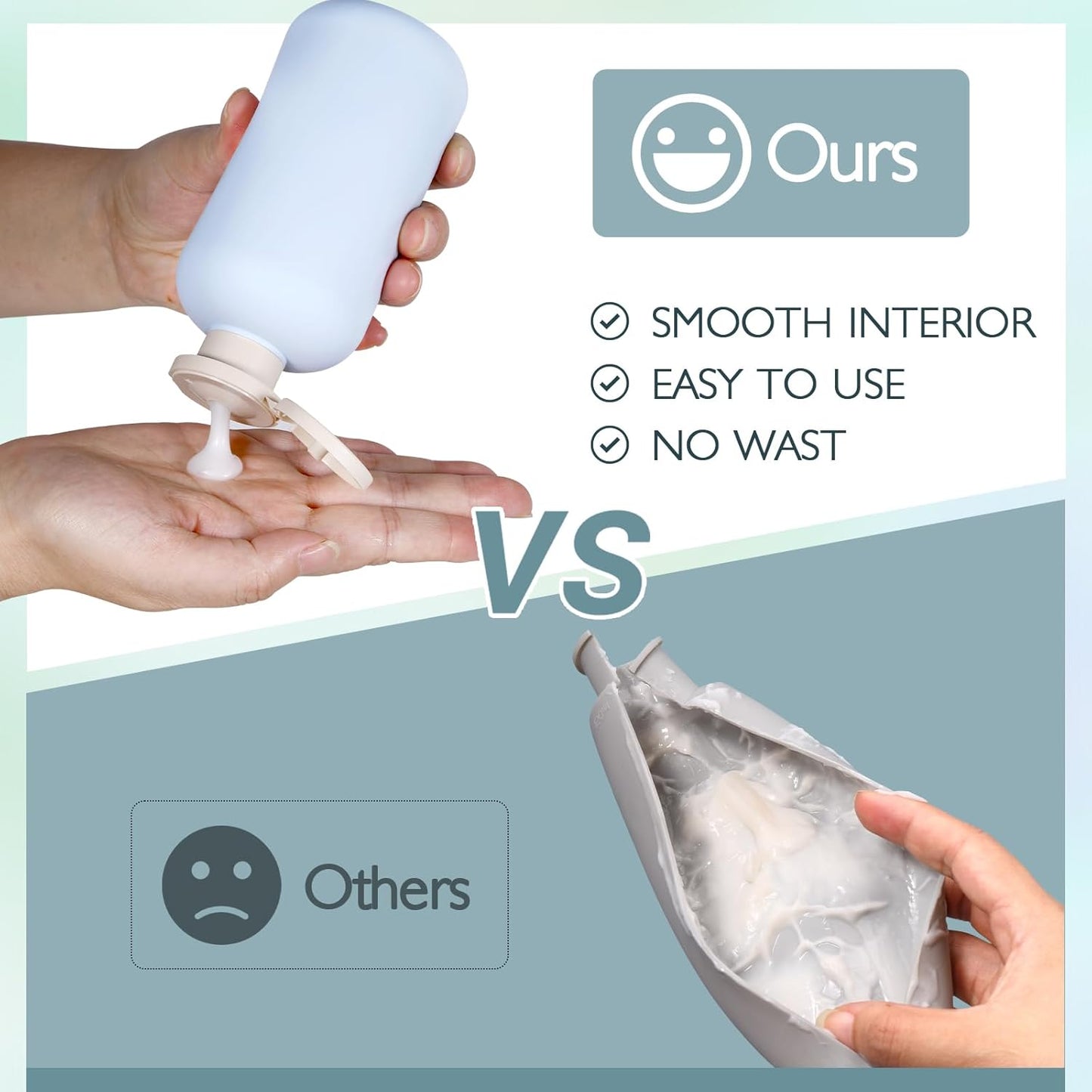 ASEVAT 10oz 4Pcs Plastic Refillable Travel Shampoo & Conditioner Bottles With Flip Cap