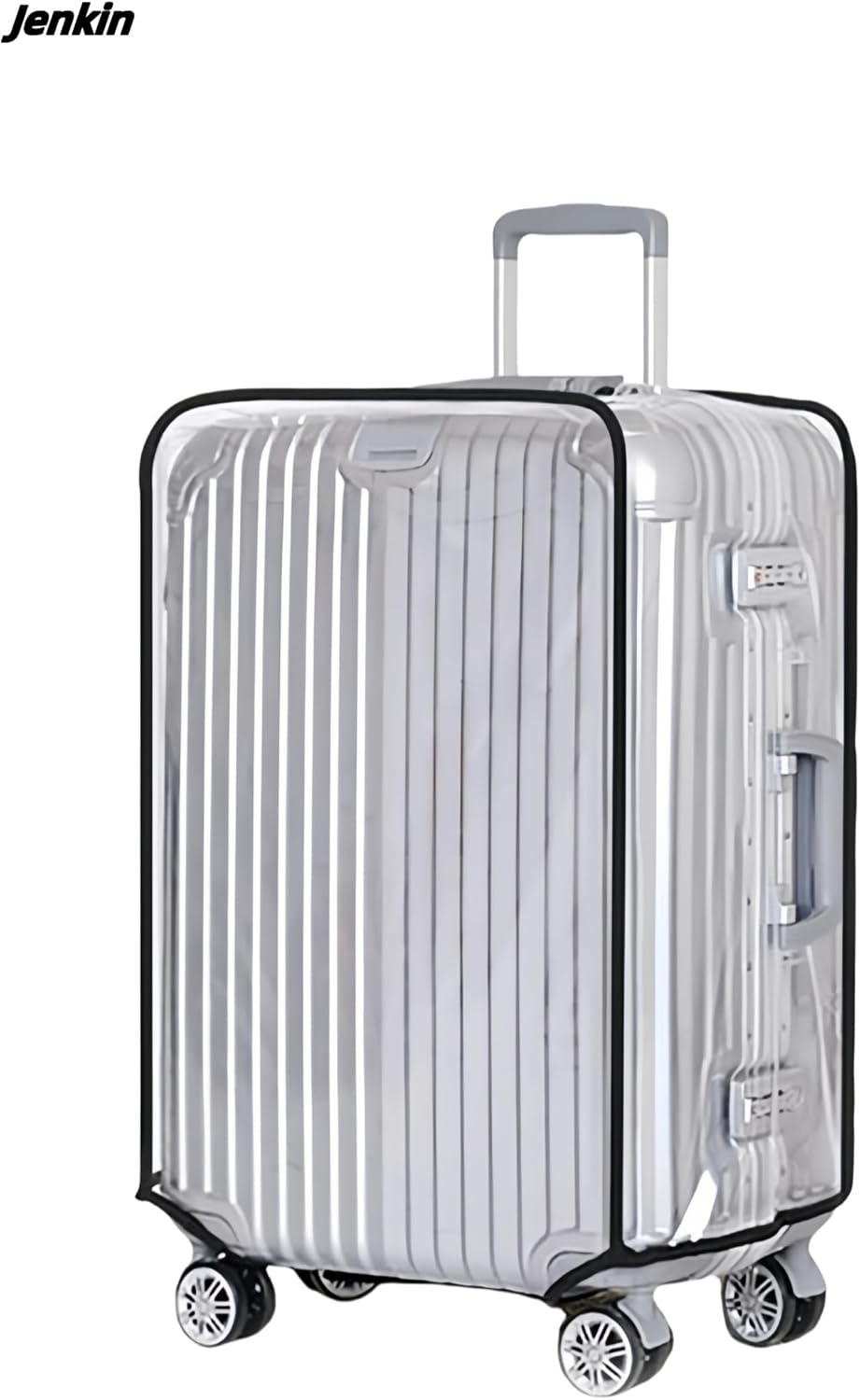 JenKin Luggage Protector Suitcase Cover PVC Waterproof Travel Suitcase Fits Most 20" to 30" (22" (15.0" L x 10.2" W x 21.7" H))