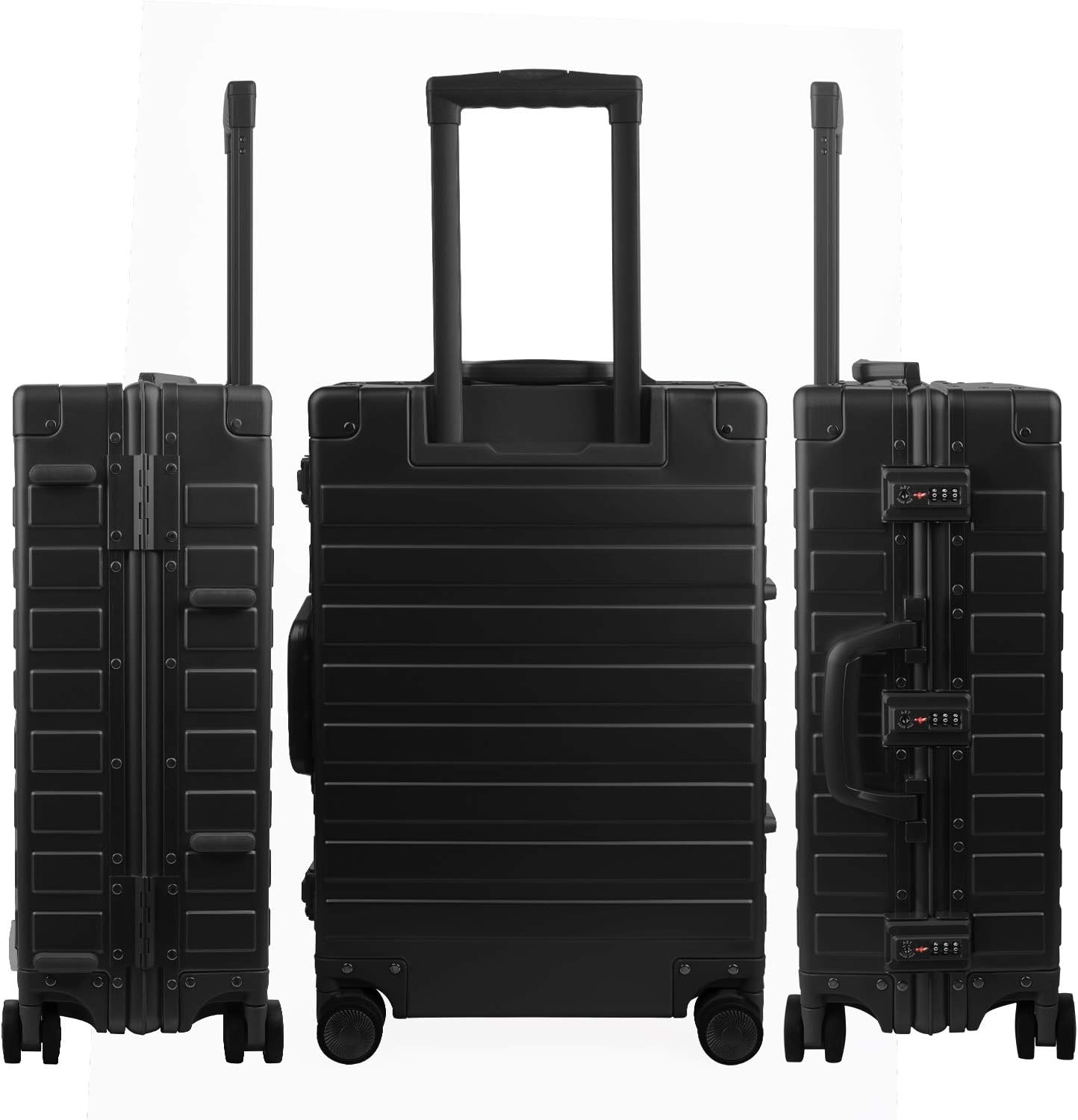 TRAVELKING All Aluminum Luggage with TSA Locks Metal Hard Shell Zipperless Spinner Alloy Metal Suitcase (Cool Metallic, 28 Inch)