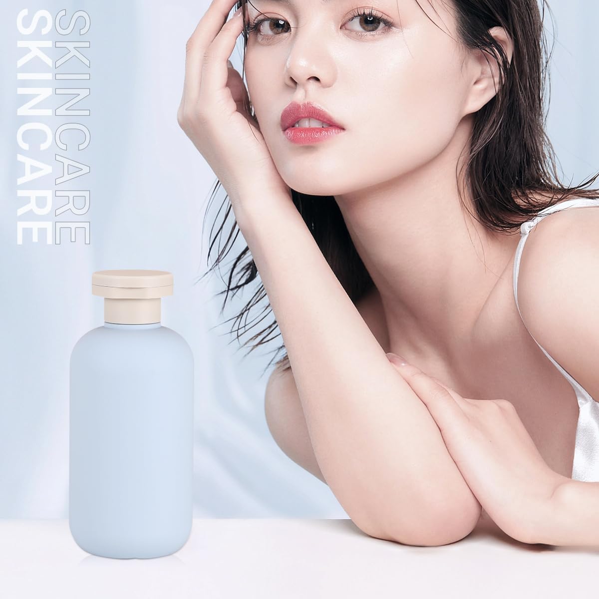 6.8 oz Plastic Travel Shampoo Bottles, Refillable Flip Cap Squeeze Bottles for Toiletries, Large Leakage-proof Travel Shampoo and Conditioner Container (Blue and Green)