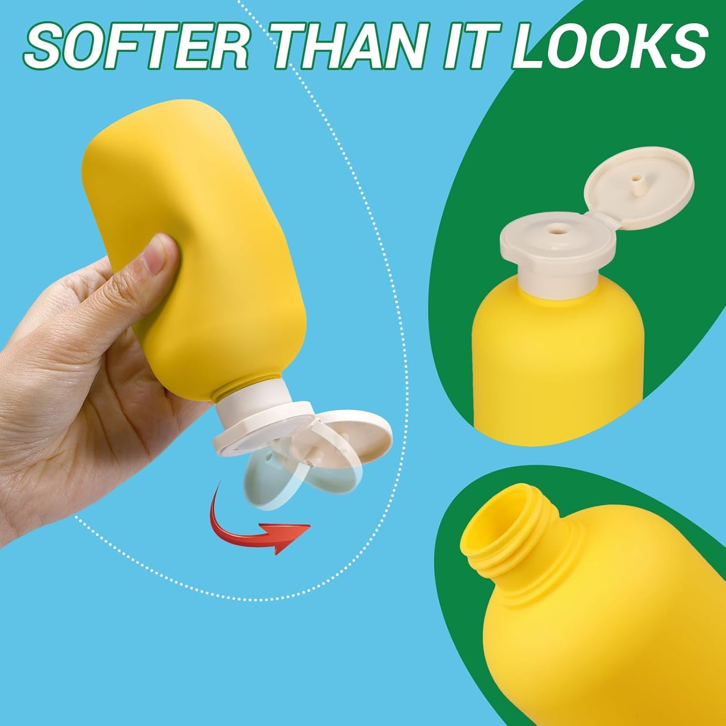 ASEVAT 6.7oz Leak Proof Travel Bottle with Flip Cap, Shampoo and Conditioner Bottle Set, Refillable Containers for Lotion, Cream Shampoo