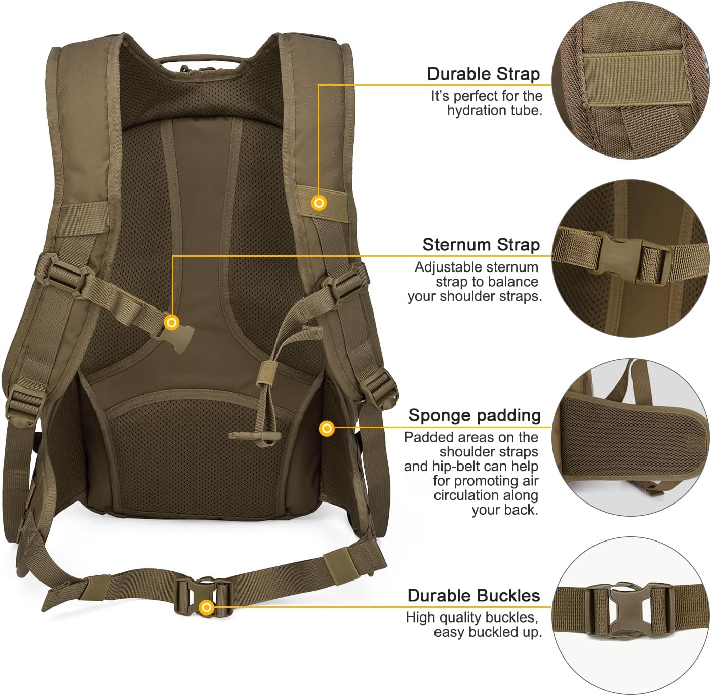 Mardingtop Tactical Molle Backpack for Men - 28L EDC Hiking & Motorcycle Backpack