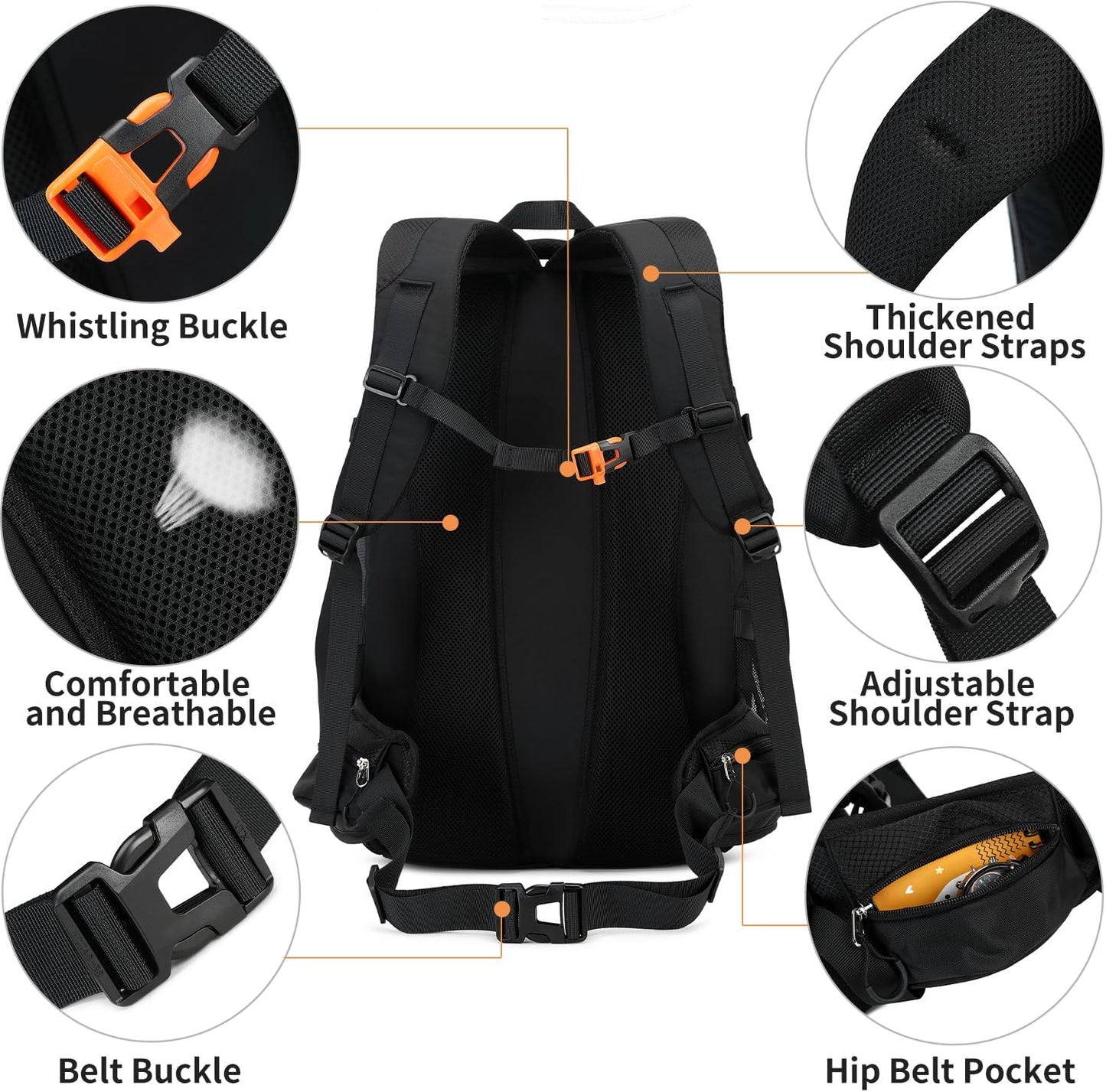 BOVIP 40L Hiking Backpack Waterproof Lightweight Daypack Travel Sports Camping Backpack for Men Women