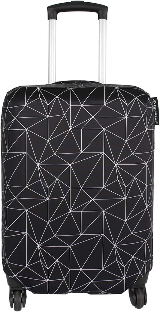 Explore Land Travel Luggage Cover Suitcase Protector Fits 27-30 Inch Case (Black Polygonal, L)