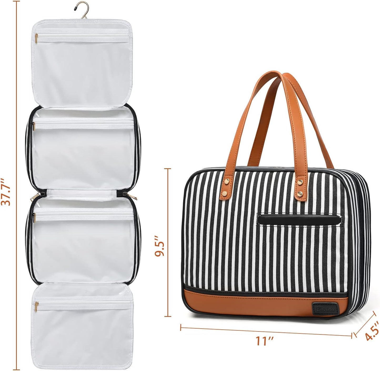 Hanging Travel Toiletry Bag,Large Capacity Cosmetic Travel Toiletry Organizer for Women with 4 Compartments & 1 Sturdy Hook,Perfect for Travel/Daily Use/Christmas