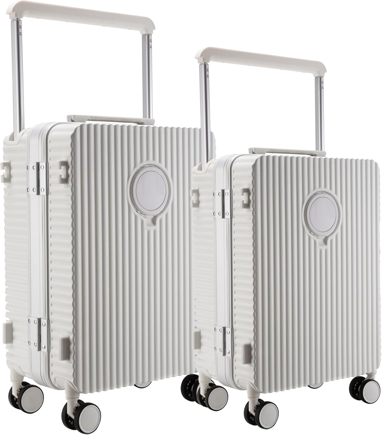 feilario Aluminum Frame Hardside PC Carry on Luggage - Wide Handle Double Spinner Wheels Suitcase Built-In TSA lock & Cup Holder - 20in/24in