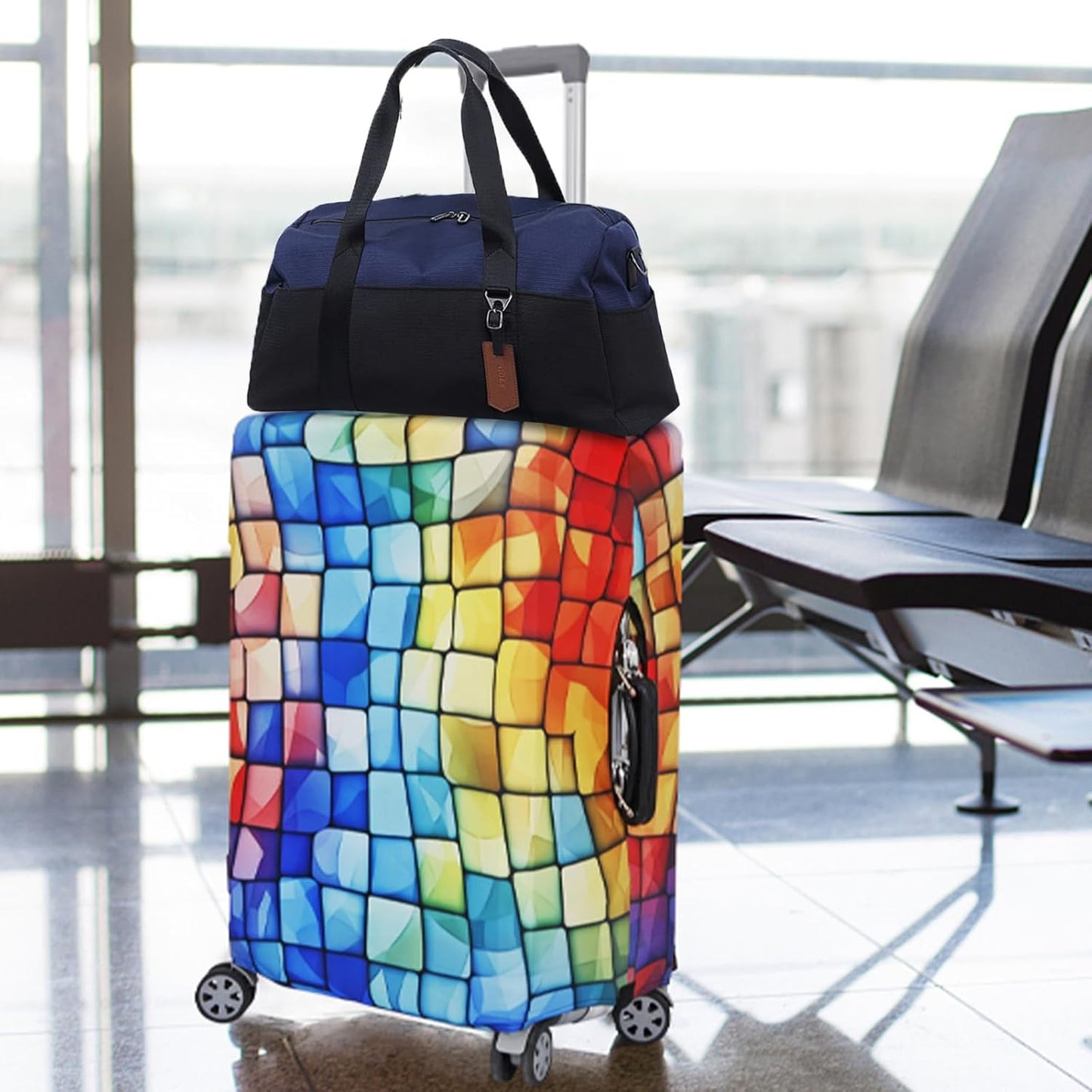 MosaiRudo Travel Luggage Covers For Suitcase Tsa Approved,Suitcase Cover Protector Fit 18-32 Inch Luggage Travel Accessories (T2492, S)