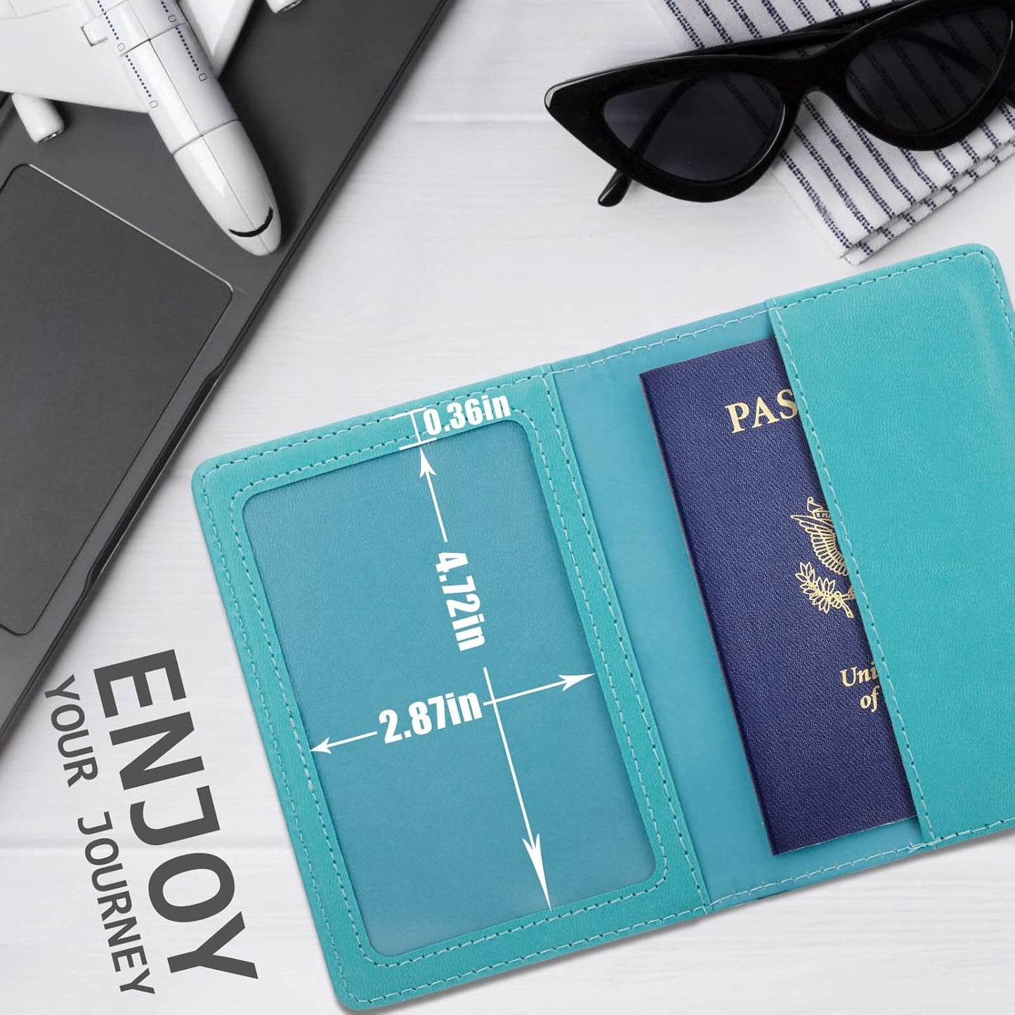 TIGARI Passport Holder for Travel Women Men, PU Leather Passport Wallet Cover Case Sleeve, Waterproof Protected Document Organizer, Family Vacation Plane Cruise Travel Essentials-Teal
