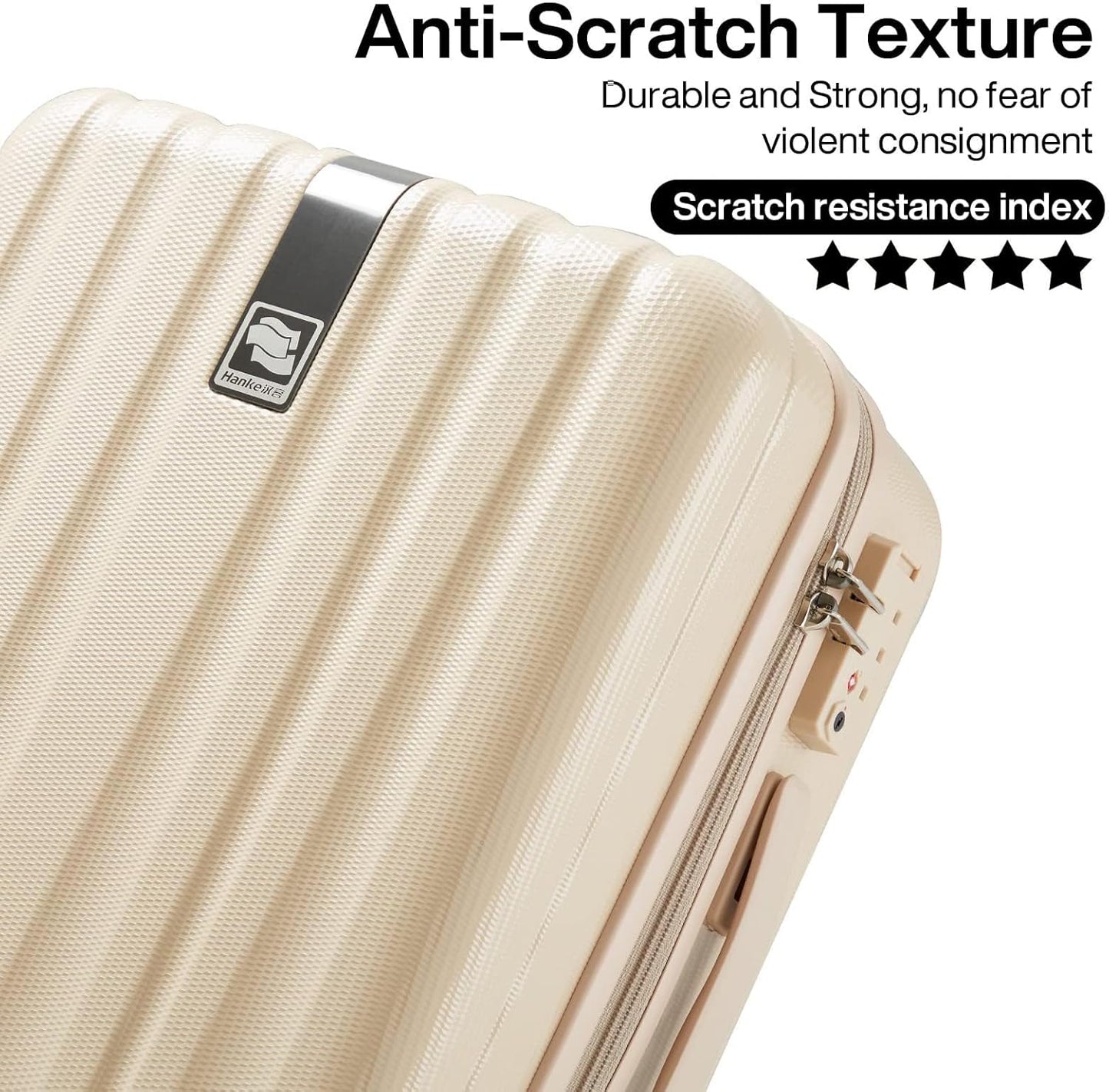 Hanke 20/29 Inch Carry On Luggage Sets 2 Piece Hard Shell Suitcases with Spinner Wheels Extra Large Travel Luggage Rolling Suitcase for Travel Nestable Storage（Cuba Sand）