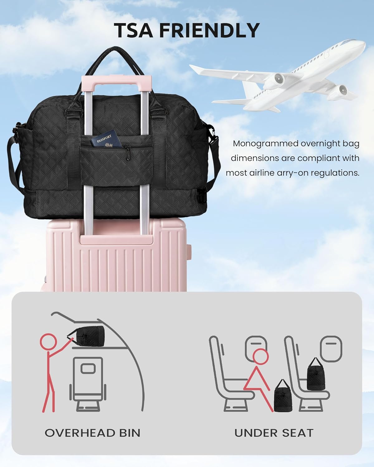 Unique Women Gift-Birthday Gifts for 6 7 8 9 10 11 12 13 14 Year Old Girls-Duffle Bag with Shoe Compartment, Weekender Bags, Overnight Bag, Travel Bags with Makeup Pouch (Letter B)