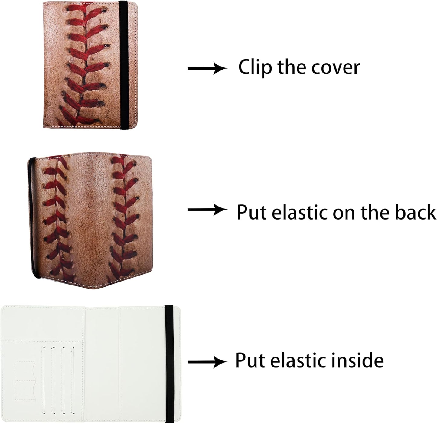 Passport Holder for Women and Men PU Leather Passport Cover for Travel (Baseball)