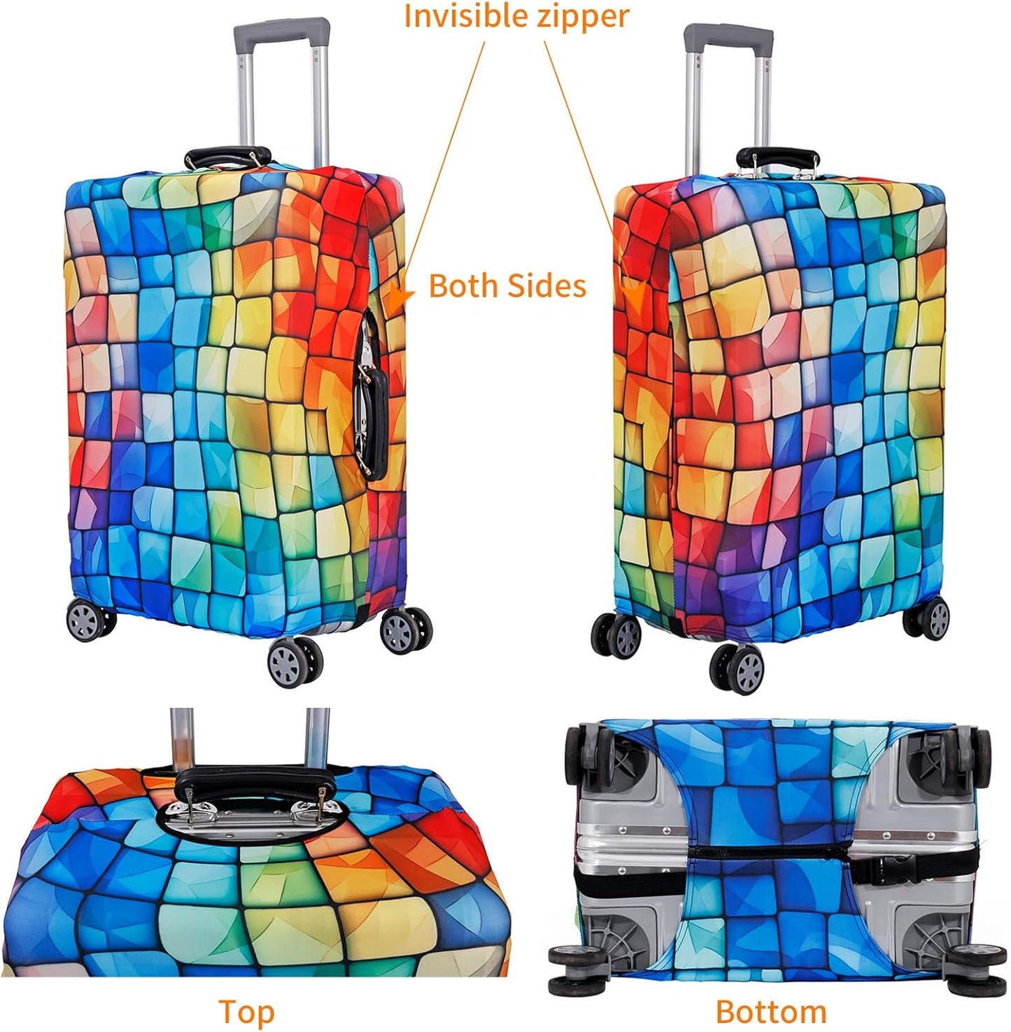 MosaiRudo Travel Luggage Covers For Suitcase Tsa Approved,Suitcase Cover Protector Fit 18-32 Inch Luggage Travel Accessories (T2492, S)